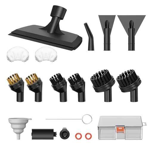 Steam Cleaner Accessories Compatible with Granarbol Steam Cleaner,Nylo/Brass Brush,Window/Surface Scraper/Towel Cover for Handheld Steamer Cleaning with Storage Case-18 PCS