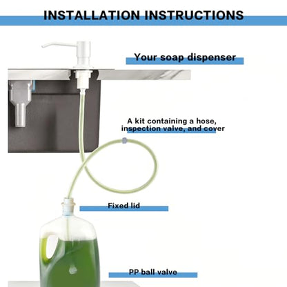 Kitchen Sink Soap Dispenser, Brushed Nickel Built-in Countertop Pump with 47" Extension Tube Kit – No More Refilling Small Bottles (Single Tube) - color: Single Tube