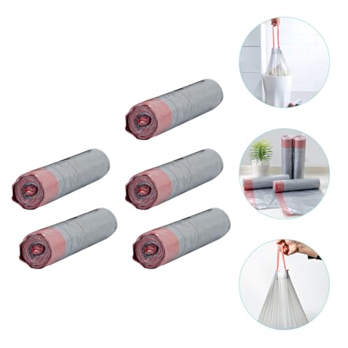 MAGICLULU Thick Drawstring Garbage Bags 5 Rolls Heavy Duty Plastic Trash Storage Bags for Kitchen Food Waste Household Cleanup Random Color