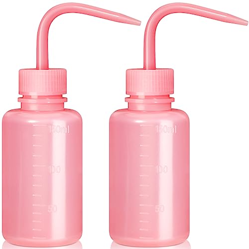 Valchoose Professional 2PCS 150ML Tattoo Squeeze Bottle Mini, 5.1oz Tattoo Wash Bottle No Need to Squeeze Hard, Easy to Carry Eyelash Water Bottle Perfect for Extensions, Cleaning(Translucent Pink) - color: Pink, size: 2x150ml