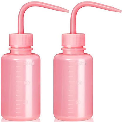 Valchoose Professional 2PCS 150ML Tattoo Squeeze Bottle Mini, 5.1oz Tattoo Wash Bottle No Need to Squeeze Hard, Easy to Carry Eyelash Water Bottle Perfect for Extensions, Cleaning(Translucent Pink) - color: Pink, size: 2x150ml