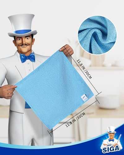 MR.SIGA Microfiber Cleaning Cloth, All-Purpose Microfiber Towels, Streak Free Cleaning Rags, Pack of 15, Sky Blue, Size 30 x 30 cm(11.8 x 11.8 inch) - color: Sky Blue