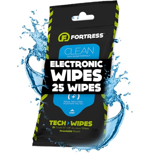 Fortress Electronic Wipes (25 ct.) To-Go Tech Wipes for Screens, Phones, Keyboards, TV Monitors, Computer Screens [Travel Size] Skin-Safe - style: No Microfiber Cloth