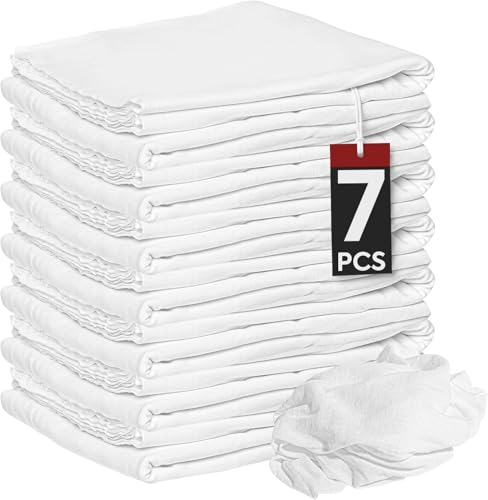 Nabob Wipers New Lint Free Cloth (7 Pack) - 100% Cotton Cleaning Rags Exact Cut - Premium White Rags for Cleaning House - White Rags for Dusting, Staining, Polishing, Painting 18"x18" - size: 18x18 Inch (7 Pack)