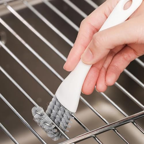 1 Pack Double-Ended Slot Cleaning Brush, Groove Crevice Cleaning Tool for Kitchen BBQ Grate Bathroom Home, White - color: White