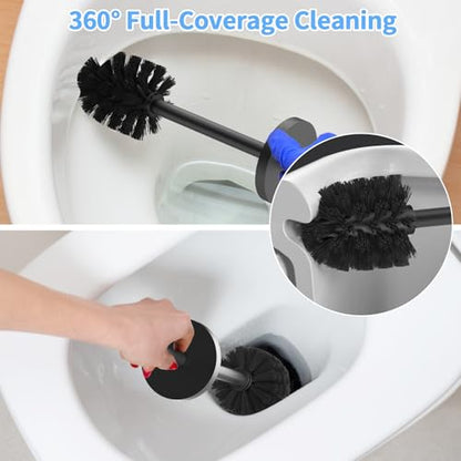 Stainless Steel Toilet Brush and Holder Set Brushed Silver Heavy Duty Toilet Bowl Brush with Long Handle for Bathroom and Farmhouse (Black) - color: Black