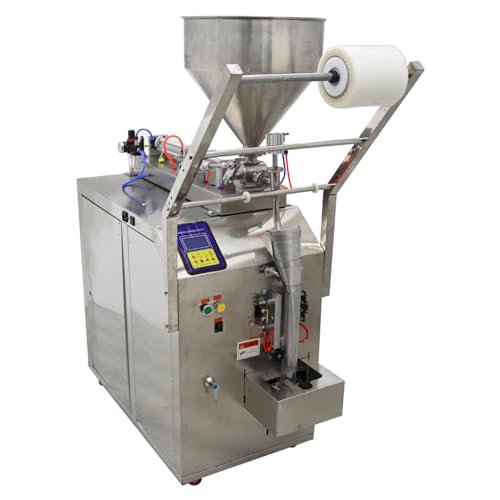 INTSUPERMAI Automatic Liquid Paste Filling Packaging Sealing Machine 10-100ml Stainless Steel Automatic Quantitative Paste Liquid Filling Machine for Shampoo Toothpaste Honey Oil Milk 110V