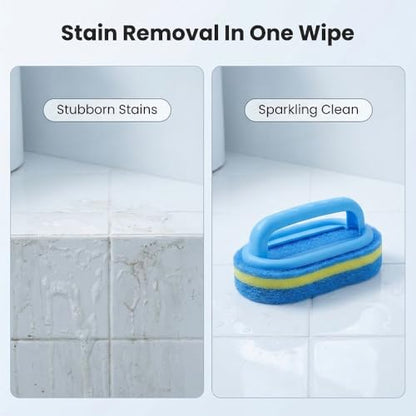 1 Pack Heavy Duty Scrubbing Brush, Ergonomic Handle Scrubber for Bathroom Tile & Kitchen Sink, Durable Cleaning Tool for Bathtub, Grout, Oven, Non-Slip Blue