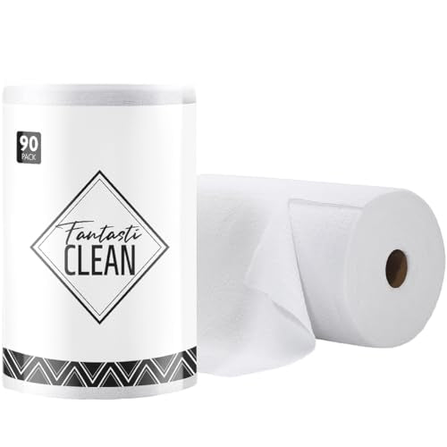 Fantasticlean Microfiber Cleaning Cloth Roll -90 Pack, Tear Away Microfiber Towels, 12" x 12", Reusable, Washable, Scratch Free, Ultra Absorbent Dishcloth for All-Around Cleaning Supplies (White) - color: White, size: 90 pack