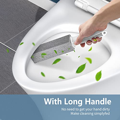 Laiyeoy Toilet Bowl Cleaner Pumice Stone -Hard Water Stain Remover with Ergonomic Handle, Powerfully Removes Toilet Bowl Rings，Rust &Lime，Ideal for Toilet Brush/BBQ Grills/Sink/Pool/Bathroom【2Pack】 - color: Long Handle