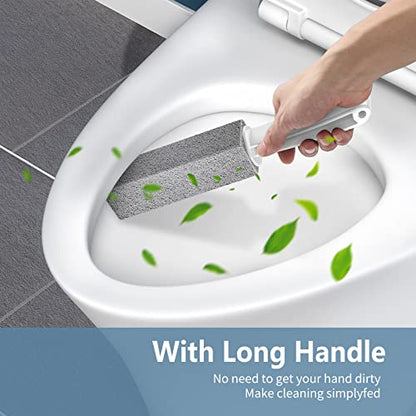 Laiyeoy Toilet Bowl Cleaner Pumice Stone -Hard Water Stain Remover with Ergonomic Handle, Powerfully Removes Toilet Bowl Rings，Rust &Lime，Ideal for Toilet Brush/BBQ Grills/Sink/Pool/Bathroom【2Pack】 - color: Long Handle