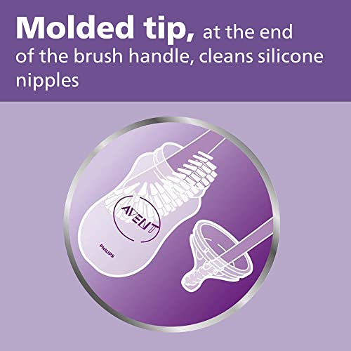Philips AVENT Baby Bottle Brush | Nipple Cleaning | Grey | Pack of 2 | SCF145/18 - size: 1 Count (Pack of 2)