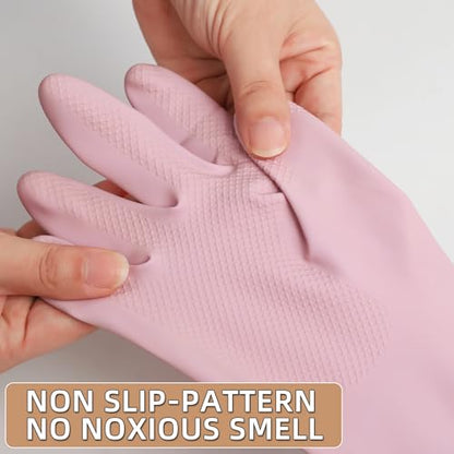 Dishwashing Rubber Gloves Reusable Kitchen Gloves 2Pairs Cleaning Gloves for Washing Dishes Long-lasting&Non-Slip - color: Dark Green&light Blue, size: Small