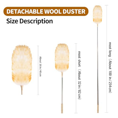 Extendable Cleaning Duster,Extra-Long Telescoping Feather Dusters with Stainless Steel Extension Pole Up to 100" for Cleaning High Ceiling Fan, High Ceilings,Furniture - size: 100inch