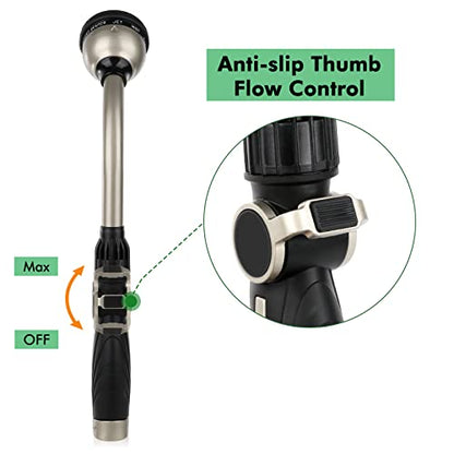 RESTMO Watering Wand Heavy Duty, Metal Water Hose Sprayer for Garden, High Pressure | Thumb Flow Control | On/Off Valve, Ideal for Outdoor Lawn & Plant Watering, Car & Pet Washing