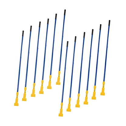 Matthew Cleaning Commercial Quick-Change Iron Mop Handle for Floor Cleaning Heavy Duty Mop Stick Replacement 60inch Jaw Clamp-Style Wet Mop Gripper Holder Handle 12 Packs - color: Small Jaw Clamp - Blue