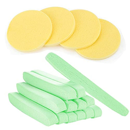 Facial Sponge Compressed,60 Pcs PVA Professional Makeup Removal Wash Round Face Sponges Spa Pads Exfoliating Cleansing for Women,Yellow,Green - color: Yellow,green