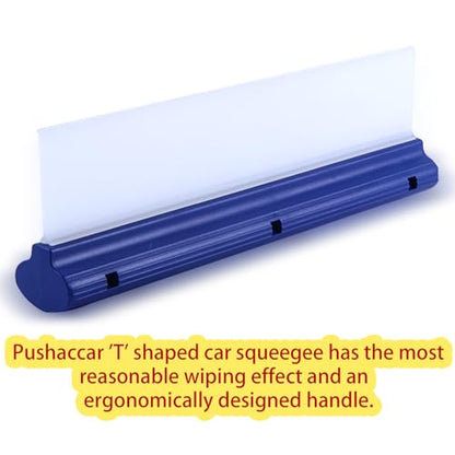 2 Pcs T Bar Car Squeegee for Window Cleaning, Silicone Car Squeegee for Drying Professional Flexible One Pass Water Blade Auto Water Blade Cleaning for Windshield, Glass, Bathroom, 12 Inch - color: 2pcs Blue