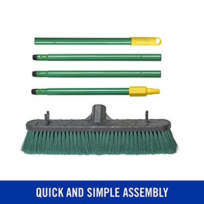 Quickie Bulldozer 18-Inch Multi-Surface Push Broom, Green, Heavy-Duty with Swivel Hang-Up Feature, Perfect for Indoor and Outdoor Cleaning, Sweeping Sidewalks & Warehouses - size: 18 Inch, style: Multi Surface