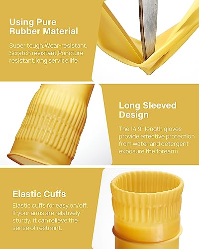 Rubber gloves on dishwashing cleaning 3 or 6 Pairs,Kitchen dish gloves,Reuseable. - size: Medium(Pack of 3)
