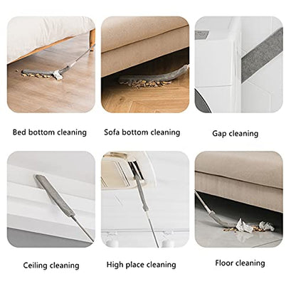 Retractable Gap Dust Cleaner, Cleaning Tool Under Appliance Or Sofa,Microfiber Hand Duster, Detachable and Washable Gap Cleaning Brush, Couch Cleaner, Including A Replacement Cloth Cover Gray