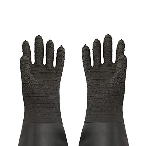 Heavy Duty Sandblasting Gloves Rubber Gloves for Sandblaster Protective Safety Work Black Striped Glove - color: Black