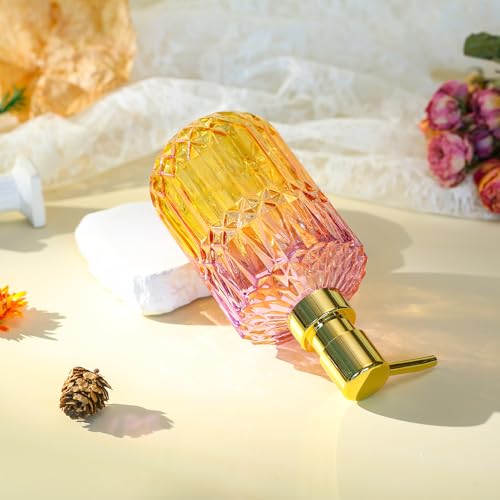 YunNasi Soap Dispenser with Pump, Refillable Liquid Hand Soap Dish Soap Dispensers for Bathroom Counter, Kitchen Sink (PurpleOrange) - color: Purpleorange