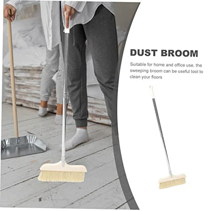 Indoor Outdoor Dust Mop Soft Bristle Cleaning Brush Collapsible Handle - color: Black
