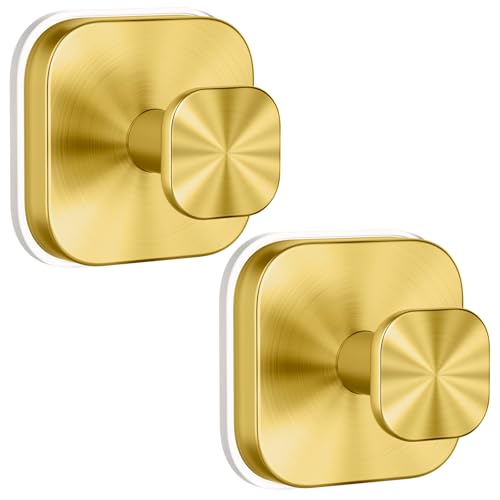 BKV Suction Cup Hooks for Shower,Heavy Duty Shower Hooks for Bathroom Wall,Glass Windows,Smooth Doors to Hang Towels,Robes,Coat,Reusable Suction Cup Wreath Hanger for Christmas Wreaths-Gold(2 Pack) - color: Gold, size: 2 Pack