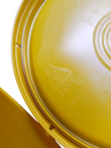 2 Gallon Bucket with Lid & Handle Food Safe BPA Free PolyEthylene Plastic HDPE Leak Proof Seal Heavy Duty Storage Container Pail 75mil Metal Handle Premium Quality Buckets FDA Compliance (Yellow) - color: Yellow