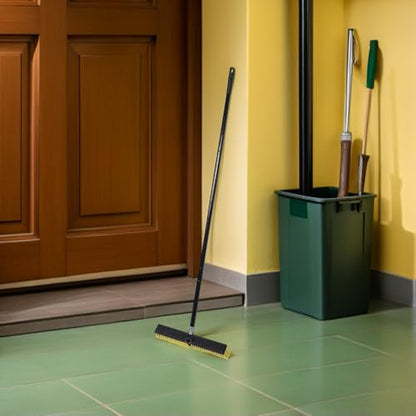 Outdoor Floor Brush Broom 80cm Aluminum Alloy Threaded Head Heavy Duty Push Broom for Sidewalk Patio Street Sweeping and Concrete Floor Cleaning