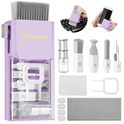 Tassmpitor Laptop Screen Keyboard Cleaner Kit, All in 1 Electronic Cleaning Tool for MacBook iPad iPhone Pro Cell Phone, Brush Tool for Tablet, Computer, PC Monitor,TV Camera Lens with Patent, Purple - color: Light Purple