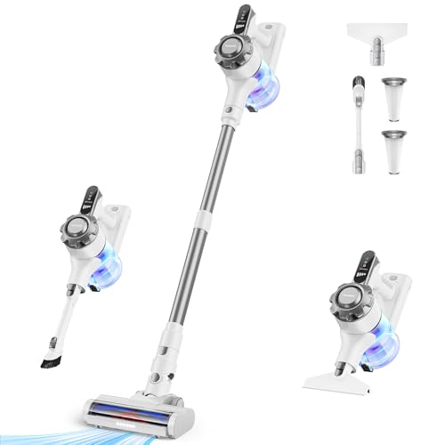 Trucozie Cordless Vacuum Cleaner, 8-in-1 Lightweight Stick Vacuum with 45mins Runtime, Powerful Suction, Vacuum Cleaners for Home, Hardwood Floors, Carpet, Pet Hair,White - color: White