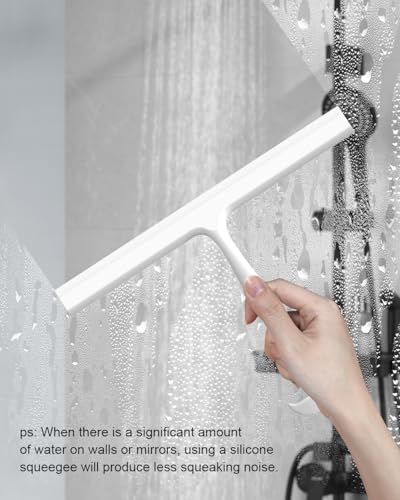 Shower Squeegee for Glass Doors with Hanging Hook, Home & Car Cleaning Tool | Multi-Purpose Silicone Blade Squeegee for Shower Glass/ Door/ Window/ Tile/ Bathroom Cleaning, No-Squeak Streak-Free, 10 IN - size: 10 Inch