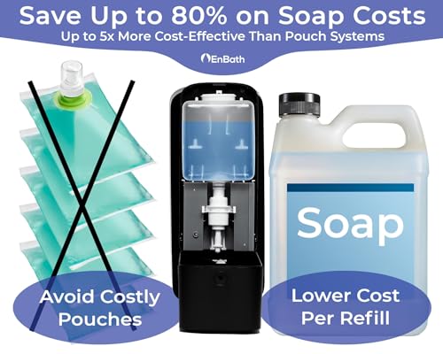 Automatic Soap Dispenser with Extra Large 40 oz. Capacity (Liquid/Gel) - Wall Mounted Hand Soap or Touchless Hand Sanitizer Unit for Commercial or Home Bathrooms - ADA Compliant (Black)
