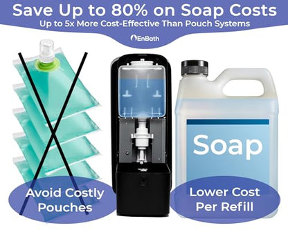 Automatic Soap Dispenser with Extra Large 40 oz. Capacity (Liquid/Gel) - Wall Mounted Hand Soap or Touchless Hand Sanitizer Unit for Commercial or Home Bathrooms - ADA Compliant (Black)