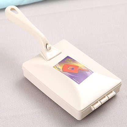 Yoidesu Double Roller Sweeper Brush, Carpet Debris Sweeper Brush with Comfortable Handle, Plastic Handheld Cleaning Brush Manual Sweeping Brush for Bed Clothes Desktop Small Rubbish