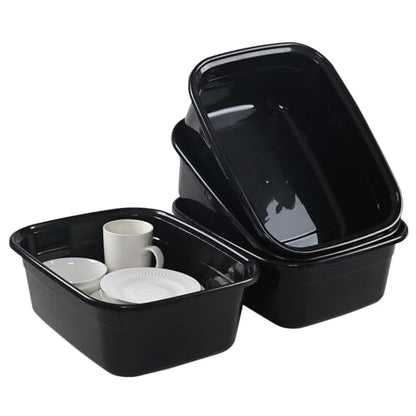 Asking 14 Quart Rectangular Plastic Dish Pan Tub, Portable Washbasin, Black