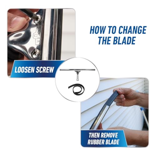 Unger Professional Stainless Steel Heavy-Duty Squeegee, 12", Silver - size: 12-inch, style: 12” Stainless Steel Squeegee