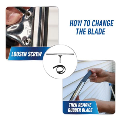 Unger Professional Stainless Steel Heavy-Duty Squeegee, 12", Silver - size: 12-inch, style: 12” Stainless Steel Squeegee