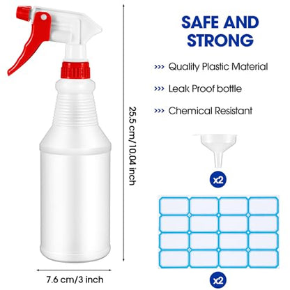 Yinder 18 Pcs 16 Oz Plastic Spray Bottle Bulk Empty Refillable Spray Bottles for Cleaning Solution Leak Proof Water Sprayer with Adjustable Nozzle Mist/Stream Mode(Red, Blue, Green) - color: Red, Blue, Green