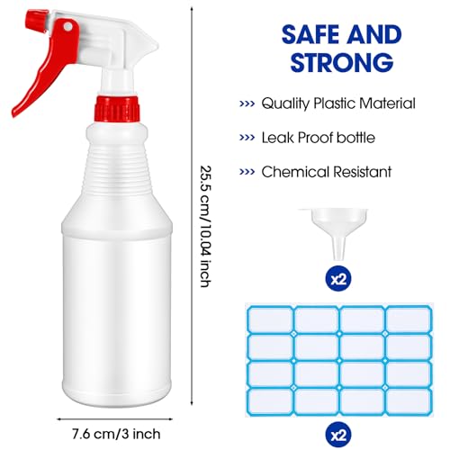 Yinder 18 Pcs 16 Oz Plastic Spray Bottle Bulk Empty Refillable Spray Bottles for Cleaning Solution Leak Proof Water Sprayer with Adjustable Nozzle Mist/Stream Mode(Red, Blue, Green) - color: Red, Blue, Green