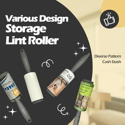 Diversion Safe Money Rollers for Pet Hair, Sticky, Remover for Couch, Clothes Furniture and Carpet. Dog Hair Remover Cat Hair - Secret Hidden Jewelry Storage Home Security (White)