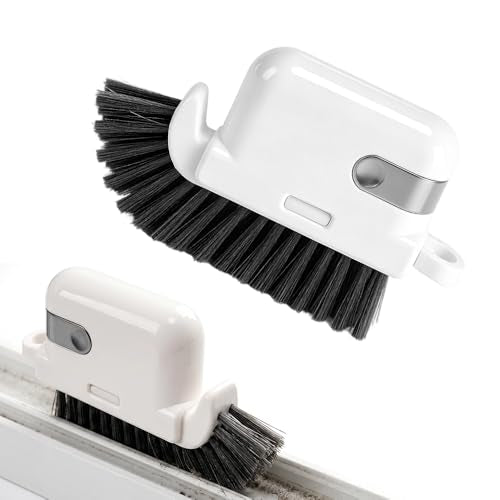 2 in 1 Groove Cleaning Brush Window Track Cleaning Tools, Crevice Brush with Hidden Scraper, Blinds and Baseboard Cleaner, Glass and Sill Detailer (Gray) - color: Gray