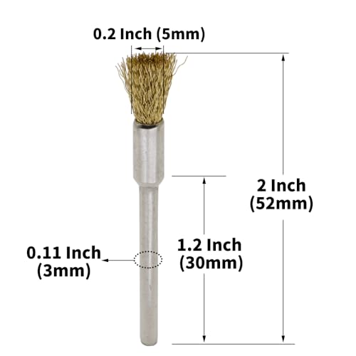 45-Piece Brass Wire Brush Set - Metal Rust Removal, Polishing, Cleaning - 1/8″ (3mm) Shaft - Removes Burrs, Dust, and Oxide Layer - Handles Rough Surfaces - Rotary Tool Accessories - style: Set of 45 Brass Wire Brushes