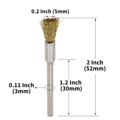 60-Piece Brass Wire Brush Set - Metal Rust Removal, Polishing, Cleaning - 1/8″ (3mm) Shaft - Removes Burrs, Dust, and Oxide Layer - Handles Rough Surfaces - Rotary Tool Accessories - style: Set of 60 Brass Wire Brushes