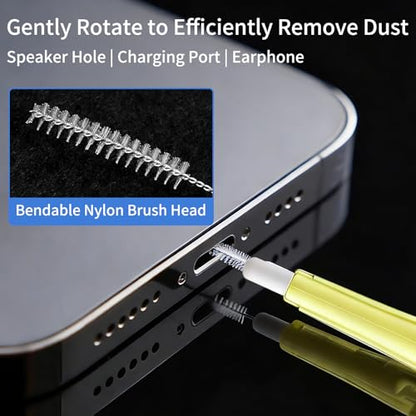 10 Pcs Cell Phone Cleaning Kit,Charging Port Cleaner,Dual Sided Anti Clogging Nylon Brushes,Suitable for Clean Phone Charging Port,Phone Speaker, AirPods,Tablet Camera,Other Electronics