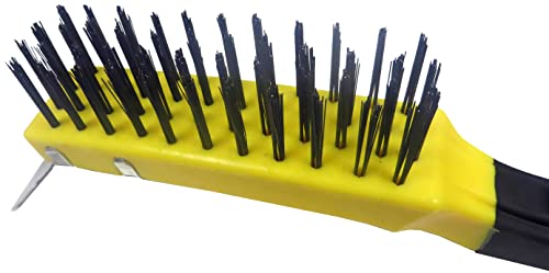 ALLWAY SB411 Soft-Grip Carbon Steel Wire Brush with Scraper - style: Carbon Steel Wire Brush with Scraper, 4 x 11