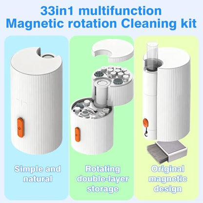 33-in-1 Multi-Functional Cleaning Kit Tool for Electronics inlcuding Headphones,Mobile Phones,Computer,Monitor,Lens and etc, Compact and Portable Design
