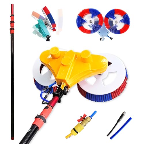 Solar Panel Cleaning Brush and Pole, 18 FT Water Fed Pole Window Cleaning System, Solar Cleaning Kit, Automatic Solar Panel Brush, Telescopic Window Washing Equipment, with Lithium Battery - color: 18ft-battery